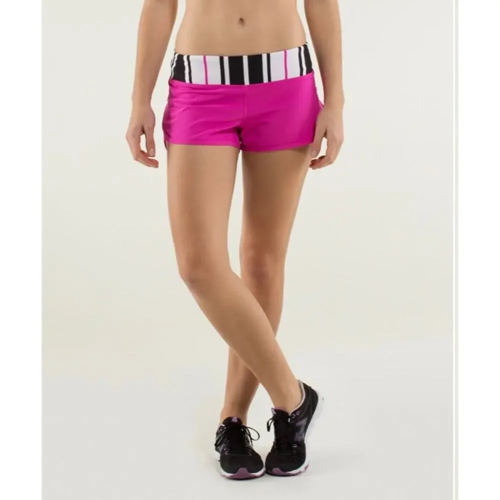 Lululemon Run Speed Short Paris Perfection Traverse Stripe 4 way stretch pink - Picture 7 of 9